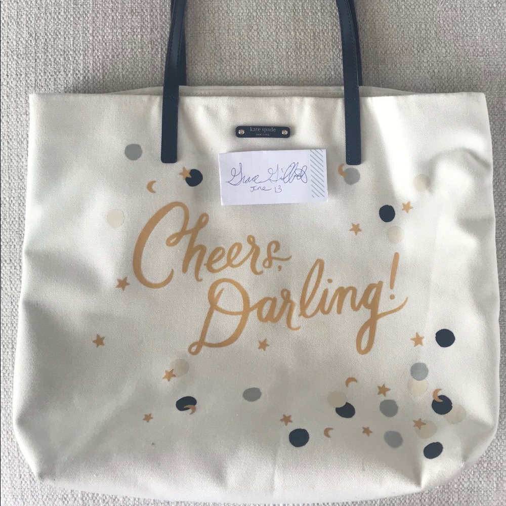 Kate Spade canvas tote cheers Darling Star moons